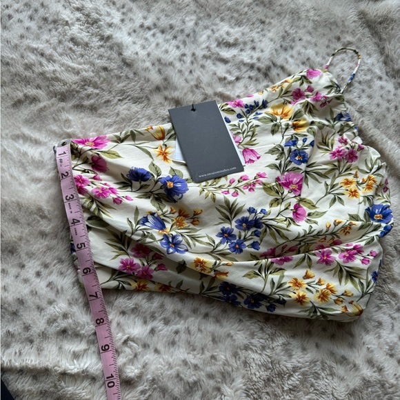 NWT En Saison Floral Print One Shoulder Ruched Top Small - Picture 4 of 10